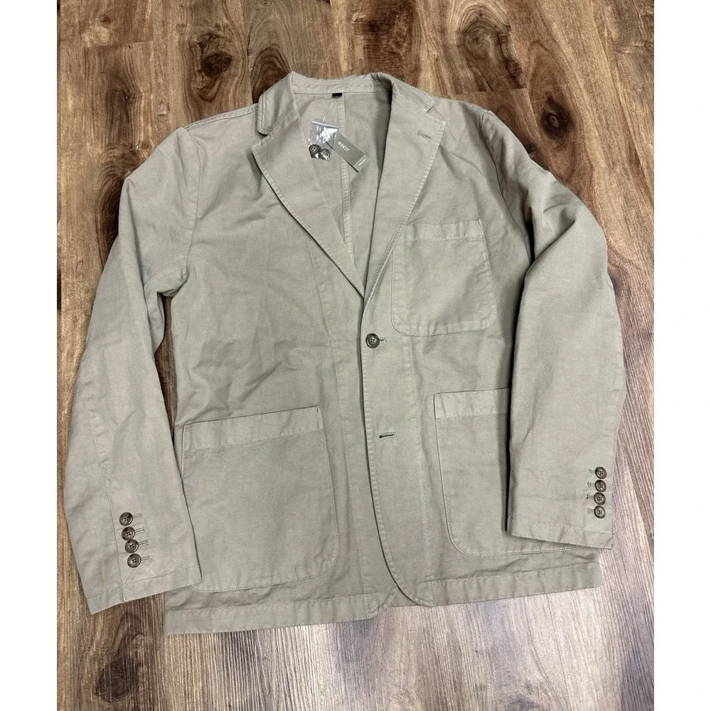 J.Crew Blazer Mens 40 Khaki Cotton Linen Chino Suit Jacket AX270